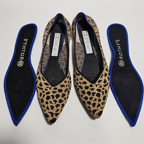 Rothy's Brown and Black Leopard Point Flats Sleek Loafers size 8.5 - Picture 5 of 8